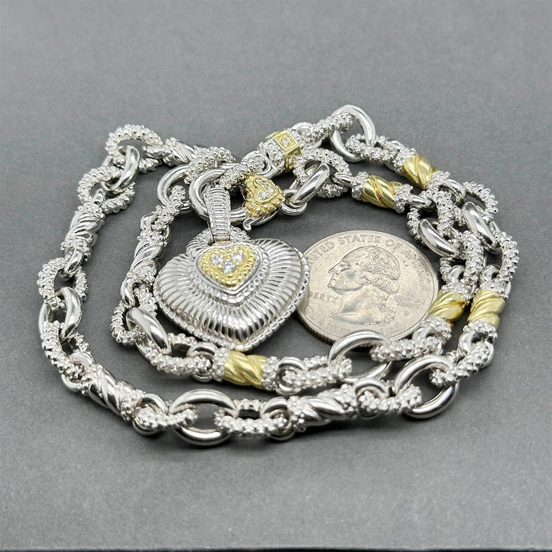 Estate Judith Ripka SS 18 0.32ctw Diamond Heart Necklace