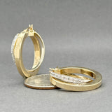 Estate 14K TT Gold 0.12ctw Diamond Hoop Earrings