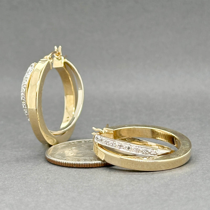Estate 14K TT Gold 0.12ctw Diamond Hoop Earrings