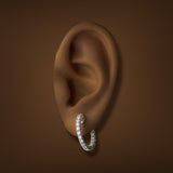 Estate 14K W Gold 0.67ctw G/SI1-2 Diamond In/Out Hoop Earrings