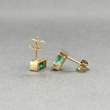 Estate 14K Y Gold 0.34ctw Emerald Stud Earrings