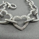 Estate SS 0.05ctw J/I1 Diamond Heart Link Bracelet