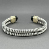 Estate David Yurman SS 14 7.08ctw Onyx Double Cable Cuff Bracelet