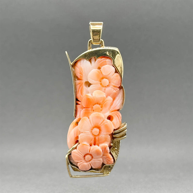 Estate 14K Y Gold 35.40ct Rhodochrosite Flower Pendant