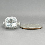 Estate 14K W Gold 5.70ct Topaz & 0.06ctw Diamond Ring