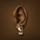 Estate 14K R Gold Faceted J Hoop Earrings