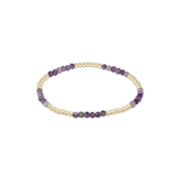 14K Yellow Gold Filled 2.5mm Gemstone Blissful Pattern Beaded Bracelet Amethyst