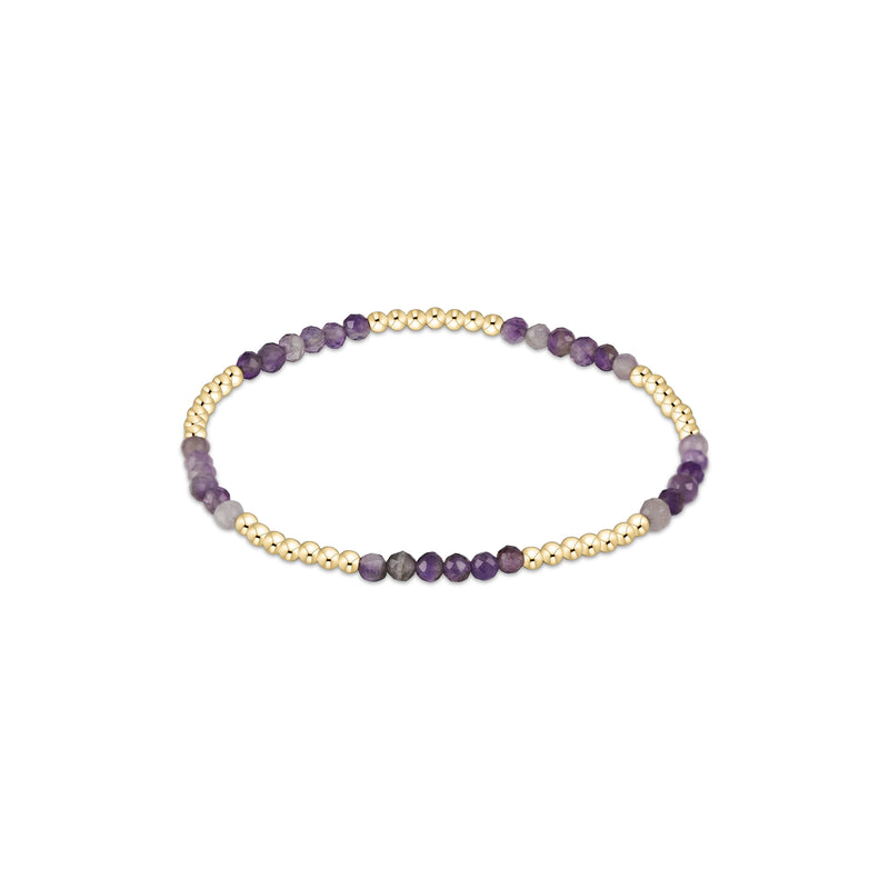 14K Yellow Gold Filled 2.5mm Gemstone Blissful Pattern Beaded Bracelet Amethyst