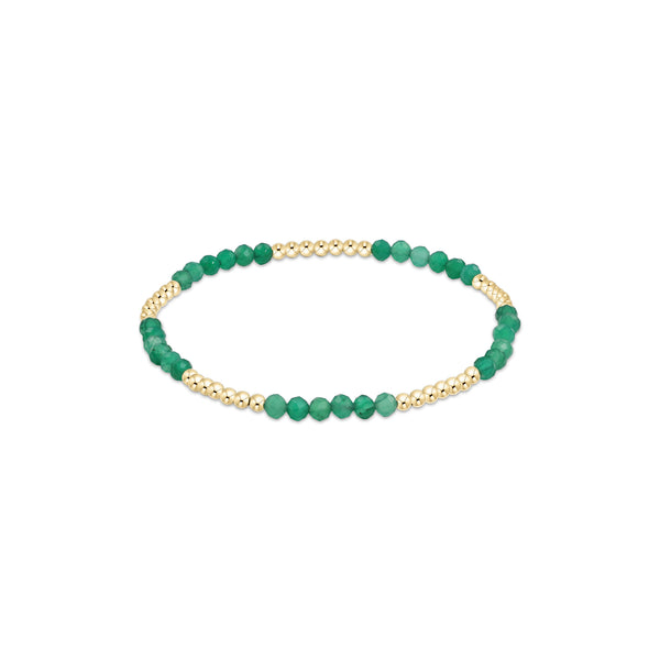 14K Yellow Gold Filled 2.5mm Gemstone Blissful Pattern Beaded Bracelet GreenOnyx