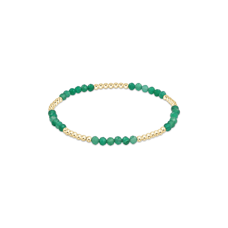 14K Yellow Gold Filled 2.5mm Gemstone Blissful Pattern Beaded Bracelet GreenOnyx