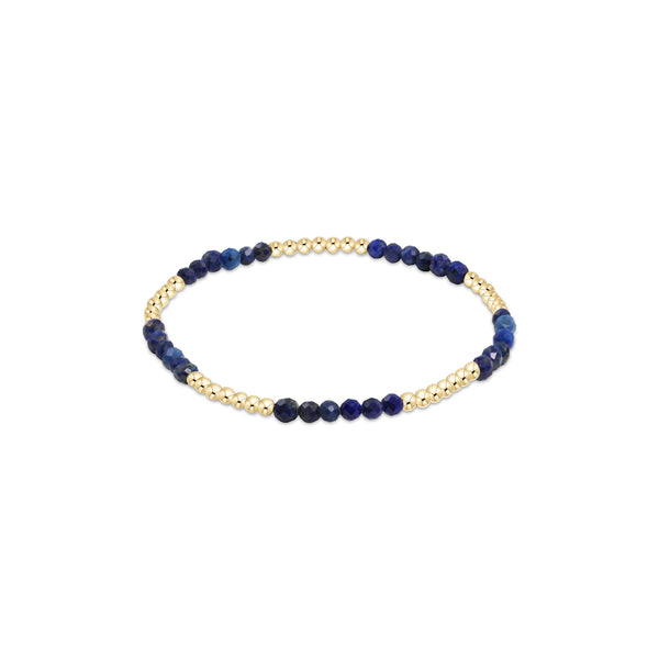 14K Yellow Gold Filled 2.5mm Gemstone Blissful Pattern Beaded Bracelet Lapis