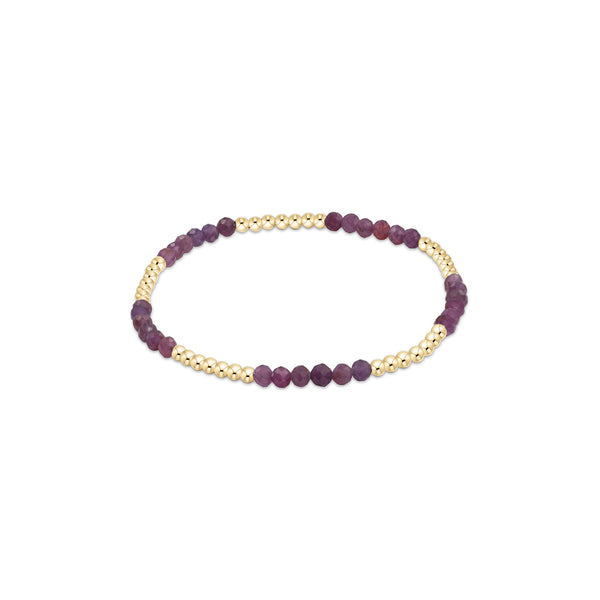14K Yellow Gold Filled 2.5mm Gemstone Blissful Pattern Beaded Bracelet Ruby