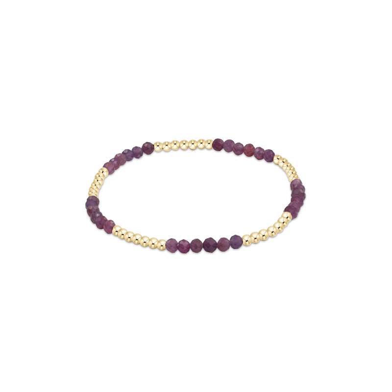 14K Yellow Gold Filled 2.5mm Gemstone Blissful Pattern Beaded Bracelet Ruby