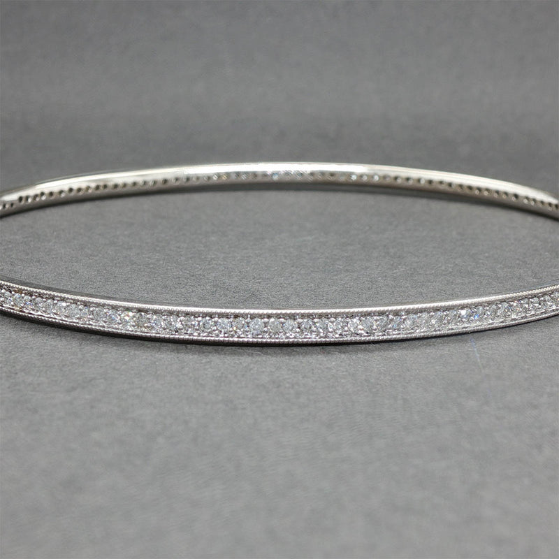 Estate 14K W Gold 1.03ctw G-H/SI2-I1 Diamond Bangle Bracelet
