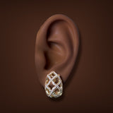 Estate David Yurman 18K Y Gold 1.20ctw G-H/VS2-SI1 Diamond Lattice Earrings