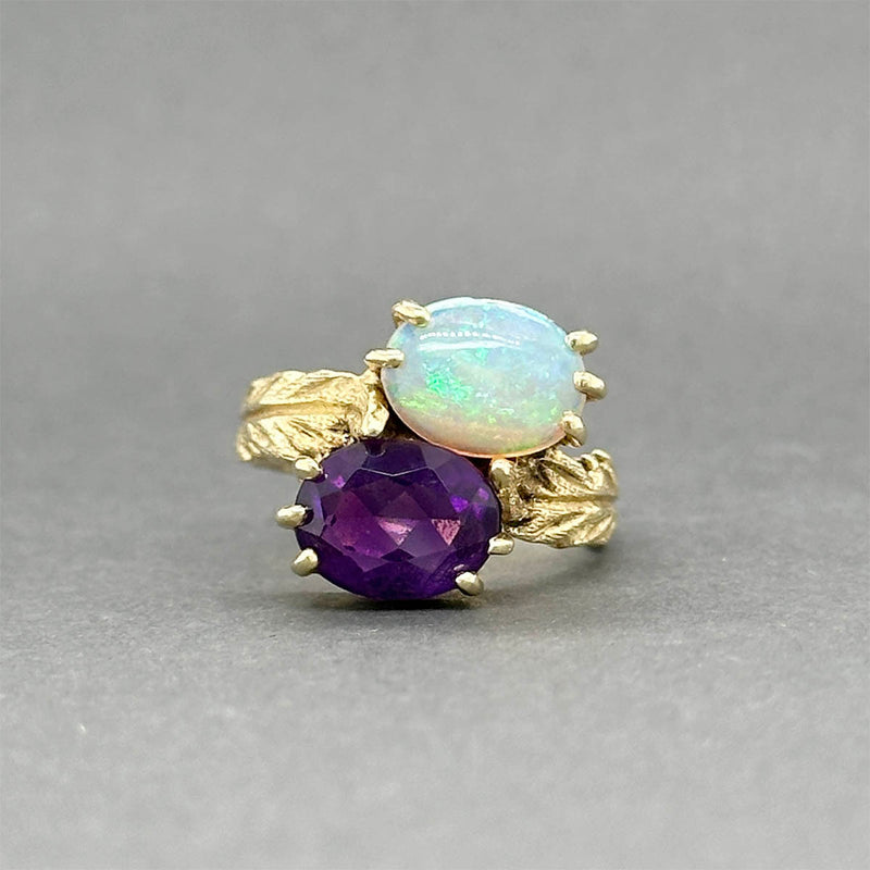 Estate 14K Y Gold 1.62ct Amethyst & 0.93ctw Opal Ring