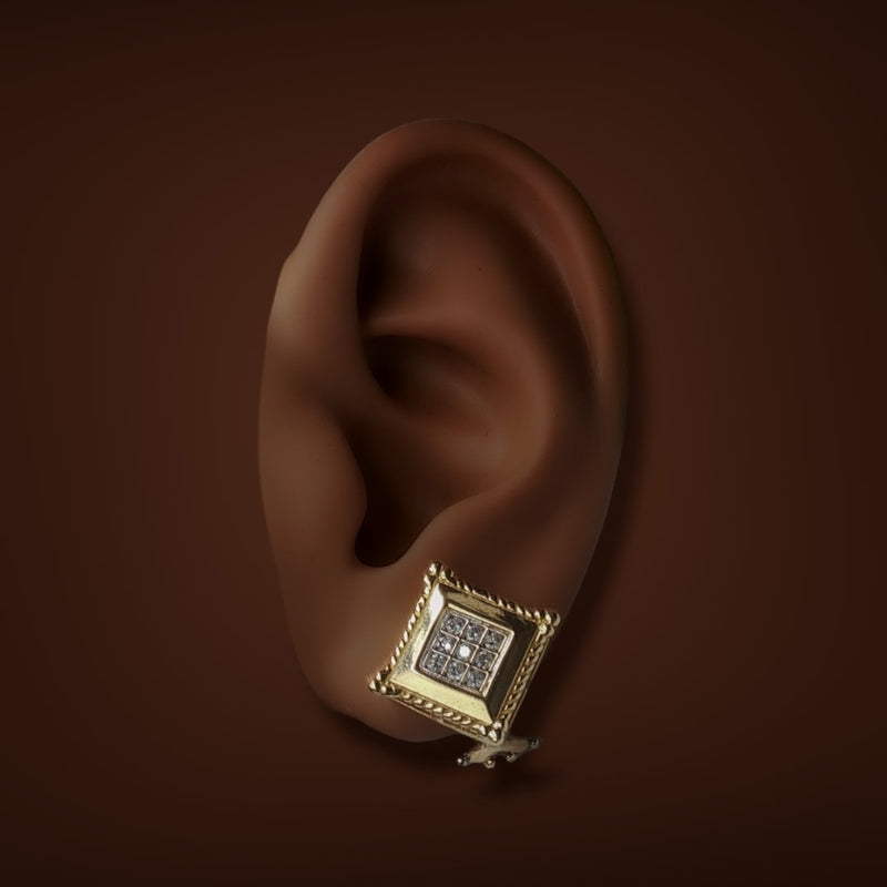 Estate 14K Y Gold 0.28ctw Diamond Square Earrings