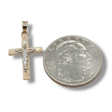 14K TT Gold Solid Crucifix 1.5grms