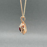 Estate Effy 14K R Gold 3.02ct Garnet & 0.32ctw G-H-Brown/SI1-2 Diamond Pendant