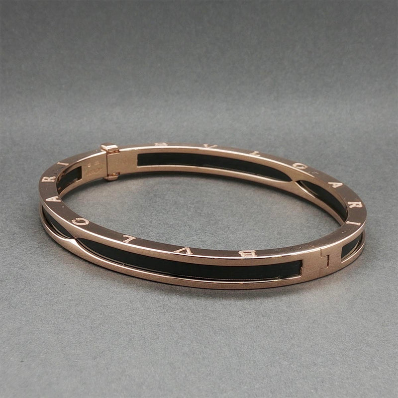 Estate Bulgari 18K R Gold B.zero 1 Black Ceramic Bangle Bracelet