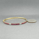 Estate 14K Y Gold 1.92ctw Ruby & 0.05ctw Diamond Bangle Bracelet