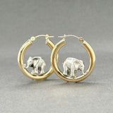 Estate 14K Y Gold SS Elephant Hoop Earrings