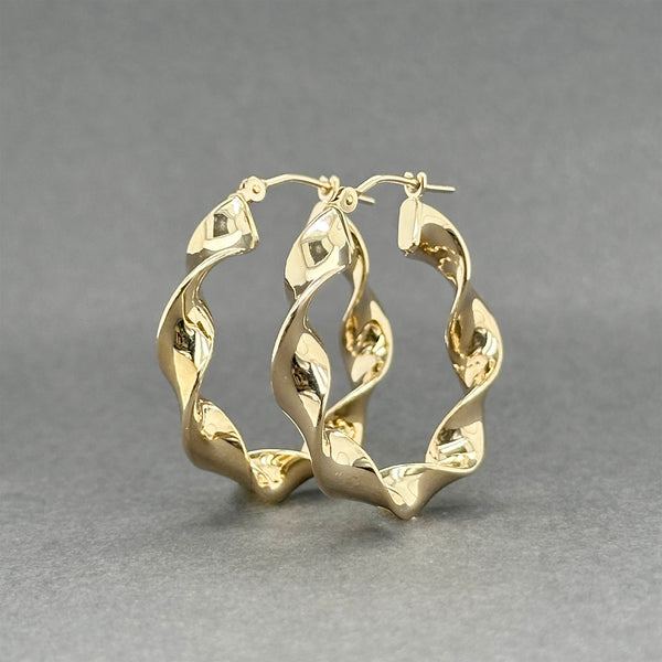 Estate 14K Y Gold 25.18mm Twisted Hoop Earrings