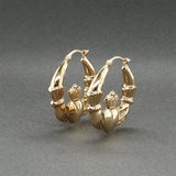 Estate 14K Y Gold 25.34mm Claddagh Hoop Earrings