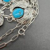 Estate SS Turquoise Feather South West Necklace