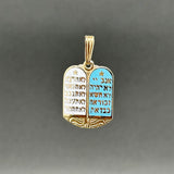 Estate 14K Y Gold Enamel 10 Commandments Pendant