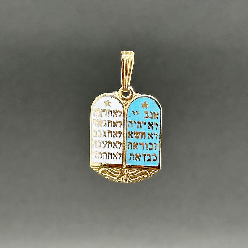 Estate 14K Y Gold Enamel 10 Commandments Pendant