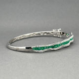Estate 14K W Gold 2.05ctw Emerald & 0.87ctw Diamond Bangle Bracelet
