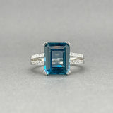 Estate 14K W Gold 5.58ct Topaz & 0.10ctw Diamond Ring