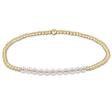 14K Yellow Gold Filled 3mm Beaded Synthetic Pearl Bracelet