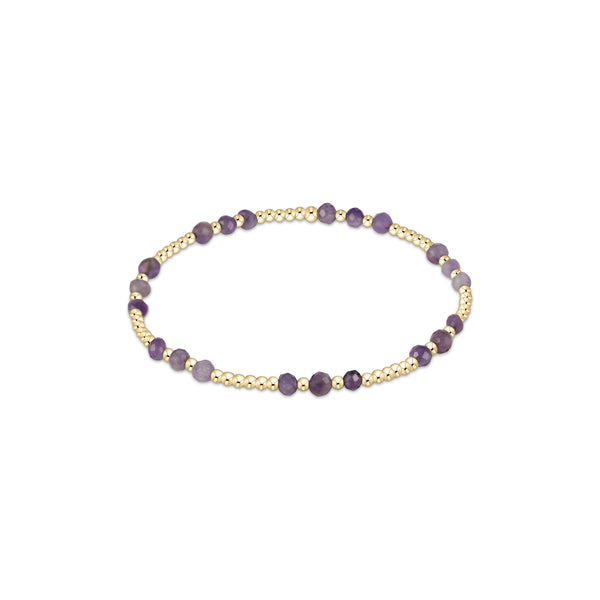 14K Yellow Gold Filled 3mm Gemstone Joy Pattern Bead Bracelet Amethyst