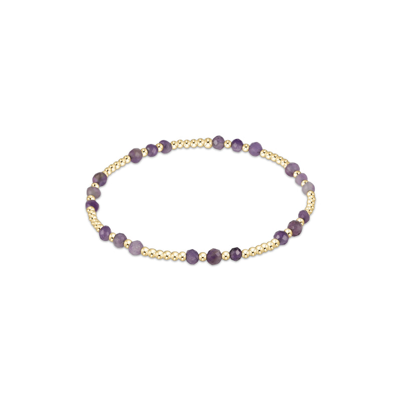 14K Yellow Gold Filled 3mm Gemstone Joy Pattern Bead Bracelet Amethyst
