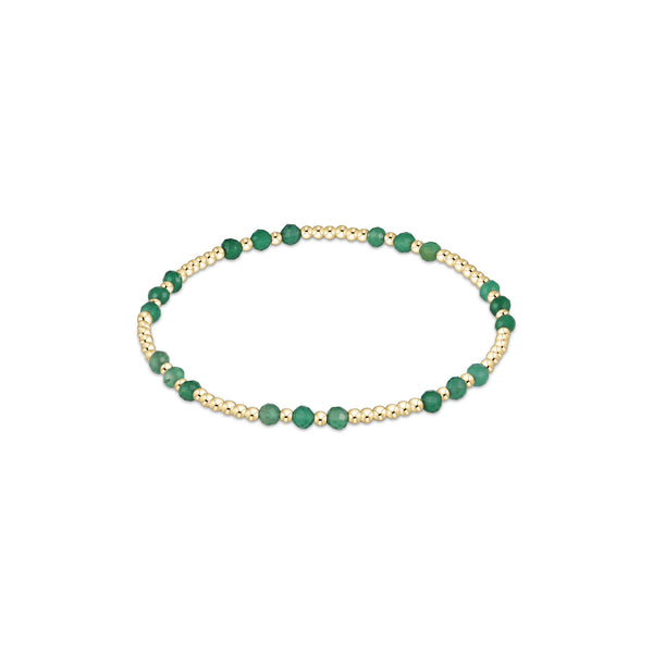 14K Yellow Gold Filled 3mm Gemstone Joy Pattern Bead Bracelet Green Onyx