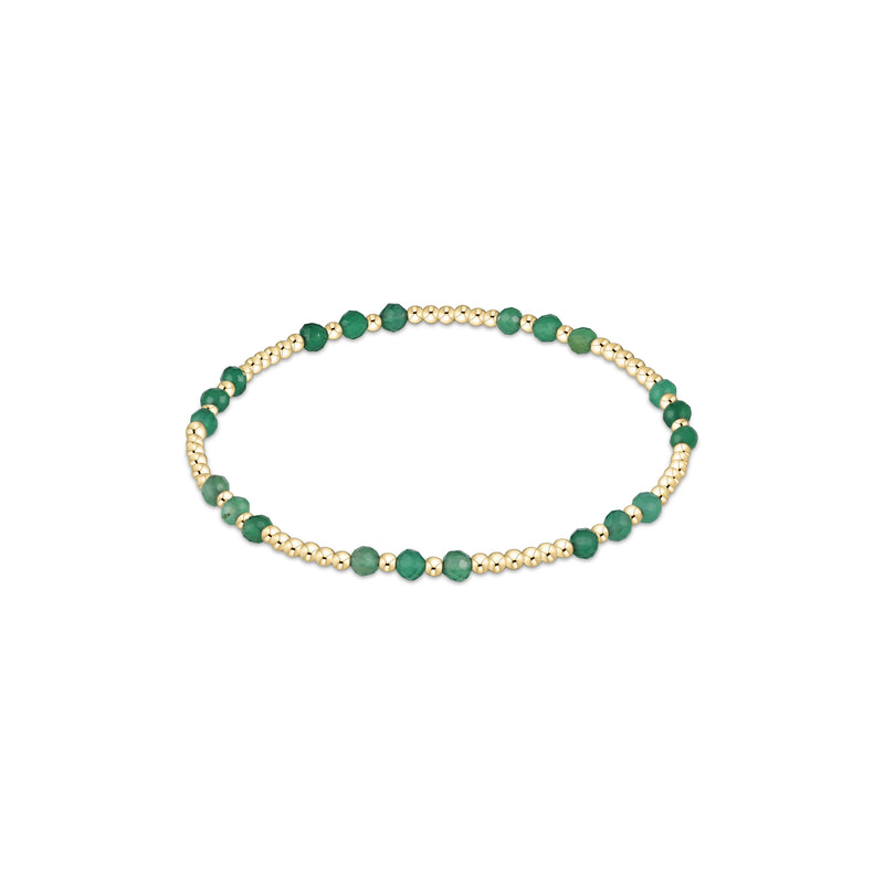 14K Yellow Gold Filled 3mm Gemstone Joy Pattern Bead Bracelet Green Onyx