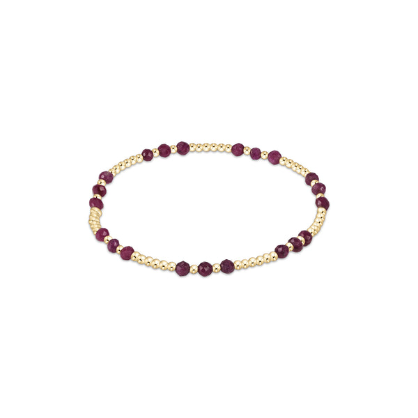 14K Yellow Gold Filled 3mm Gemstone Joy Pattern Bead Bracelet Ruby