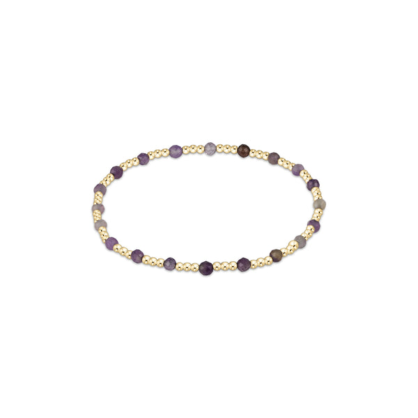 14K Yellow Gold Filled 3mm Gemstone Gold Sincerity Pattern Beaded Bracelet Amethyst
