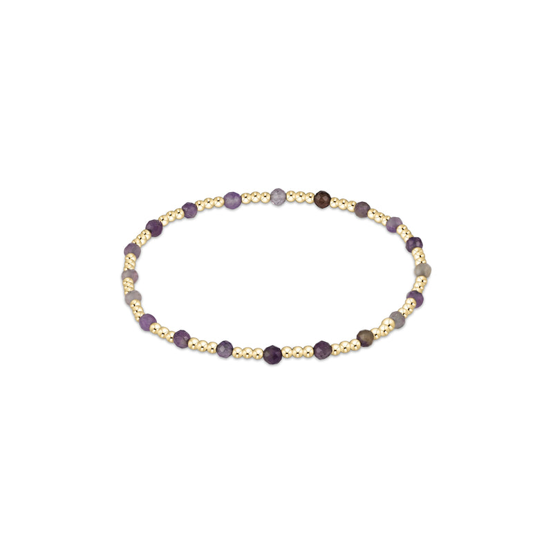 14K Yellow Gold Filled 3mm Gemstone Gold Sincerity Pattern Beaded Bracelet Amethyst