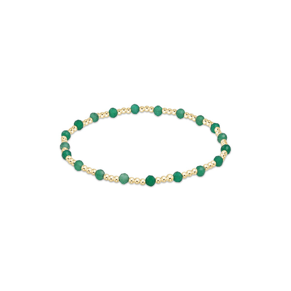 14K Yellow Gold Filled 3mm Gemstone Gold Sincerity Pattern Beaded Bracelet Green Onyx
