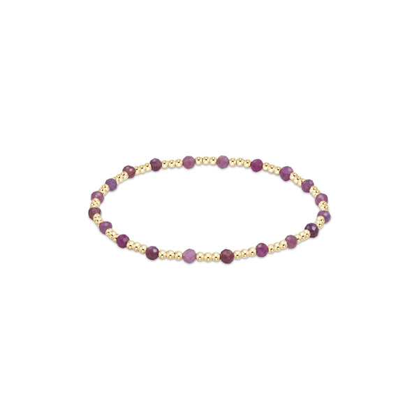 14K Yellow Gold Filled 3mm Gemstone Gold Sincerity Pattern Beaded Bracelet Ruby