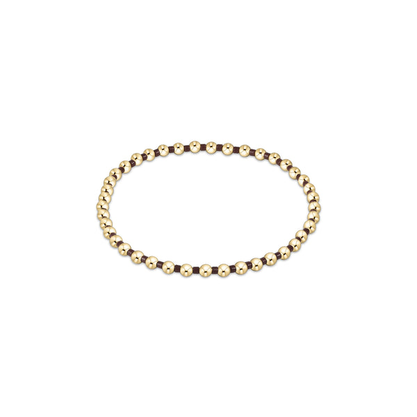 14K Yellow Gold Filled Hope Grateful Pattern 3mm Bead Bracelet Chocolate