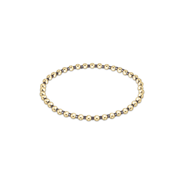 14K Yellow Gold Filled Hope Grateful Pattern 3mm Bead Bracelet Taupe