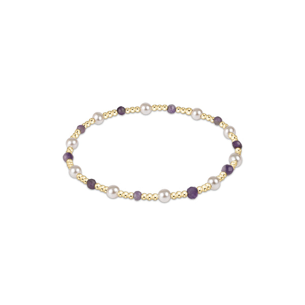 14K Yellow Gold Filled 2mm Beaded 4mm Synthetic Pearl Amethyst Bead Bracelet