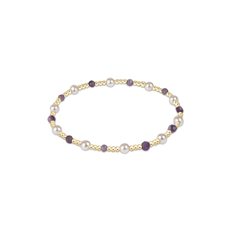 14K Yellow Gold Filled 2mm Beaded 4mm Synthetic Pearl Amethyst Bead Bracelet