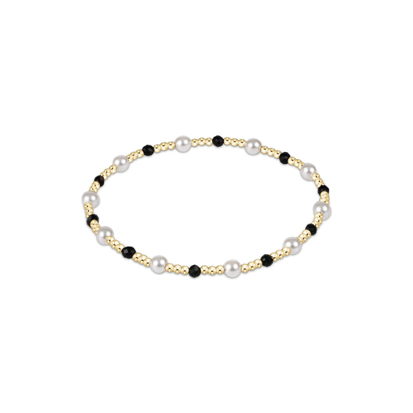 14K Yellow Gold Filled 2mm Beaded 4mm Synthetic Pearl Black Onyx Bracelet