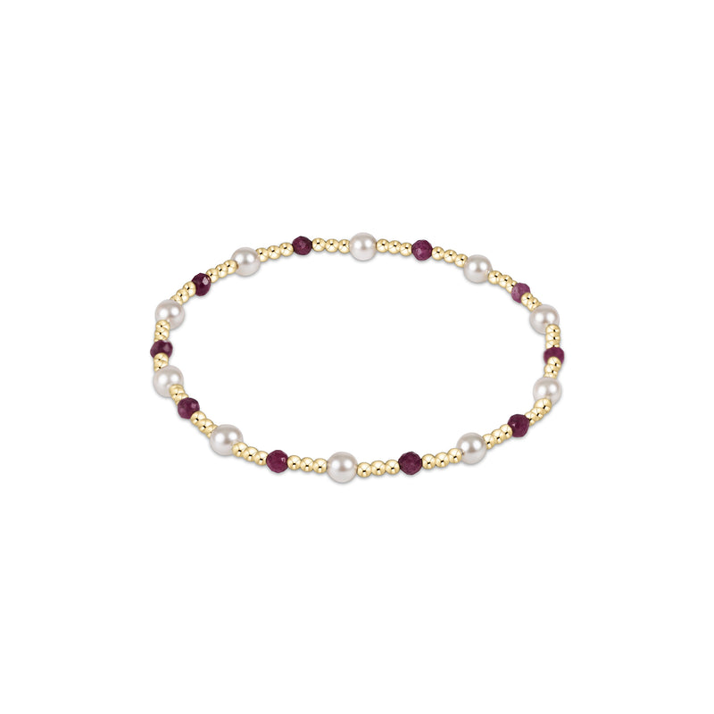 14K Yellow Gold Filled 2mm Beaded 4mm Synthetic Pearl Ruby Bead Bracelet