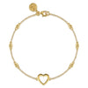14K Y Gold 7" Beaded Chain Bracelet with Open Heart